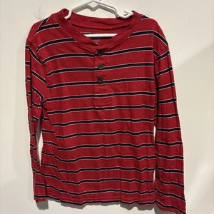 The Children's Place Henley Long Sleeve 3 Button Red And Navy Blue Sz S 5/6 NWOT - Picture 1 of 3