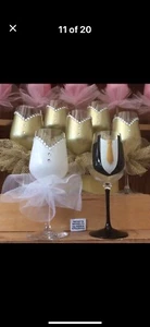 dekoriertes Weinglas Hochzeit Braut Junggesellinnenabschied - Bild 1 von 2