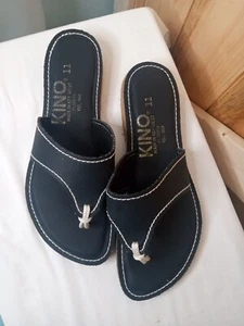 Kino Flip Flops Sandals “Made in Key West” Black Leather Women's Size 11 - Picture 1 of 4