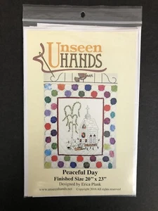 Peaceful Day Applique Quilt Pattern Stained Glass White Church Size 20" x 23" - Picture 1 of 3