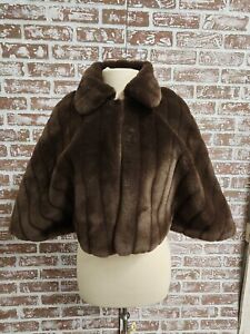 EAST 5th Women’s Faux Fur lined Soft Brown Cape Shawl Poncho Shrug Sz S Ctrk 