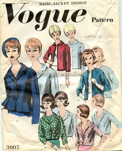 Chaqueta básica vintage Vogue 3007 para damas patrón de costura tallas 16-18 sin cortar - Imagen 1 de 4