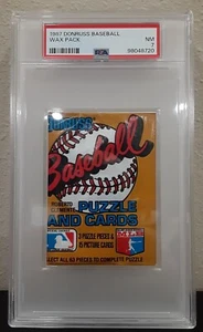 1987 Donruss Baseball Sealed WAX PACK Graded PSA Near Mint 7 McGUIRE/BONDS RC? - Picture 1 of 2