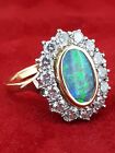 18ct (750) Yellow Gold Black Opal & 1.4ct Diamond Cluster Ring - Value 10,250