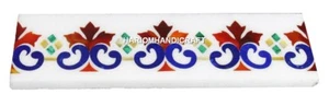Azulejos de pared de mármol blanco de 12"x4" incrustaciones gemas mosaico artes marquetería regalos H572 - Imagen 1 de 6