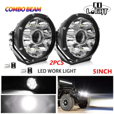 Laser 5" LED Work Light Pods Spot Flood Combo Fog Lamp Offroad 4WD Driving Car - Image 1 of 4