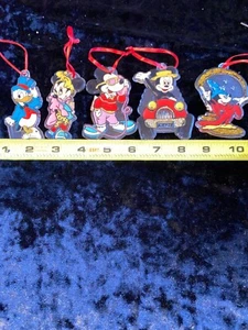 Vintage Disney Mickey Minnie Donlad Lucite Ornamnets Set Of 5 - Picture 1 of 4