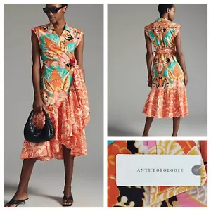 By Anthropologie V-Neck Wrap Dress Assorted Color size Small - NWT - $170 - Picture 1 of 9