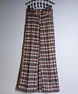 Vtg 60's Genuine Men's Bell Bottoms Tattersol Plaid Gripper Zipper 26x30 - Picture 1 of 8