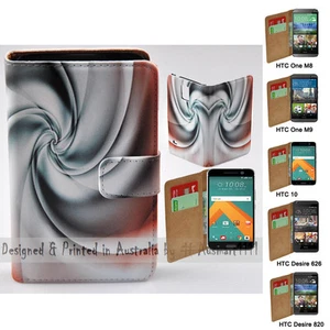 For HTC Series Mobile Phone - Chrome Spiral Theme Print Wallet Phone Case Cover - Picture 1 of 3