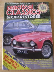 PRACTICAL CLASSICS & CAR RESTORER OCT 1988 UNLEADED FUEL JAG MK2 CORTINA GT MKI - Picture 1 of 3