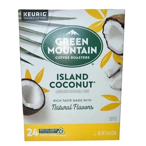 Green Mountain Island Coconut Coffee 24 K-Cup Pods Light Roast NEW - Picture 1 of 7