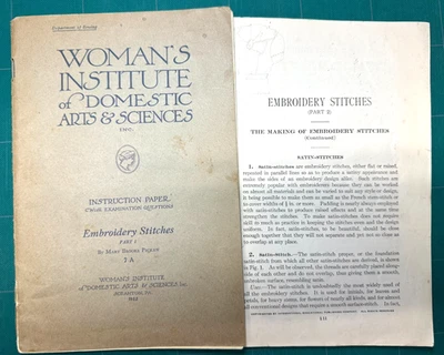 Antique 1922 Women's Institute Embroidery Stitches Vol 1 & 2 Mary Brooks Picken - Image 1 of 4