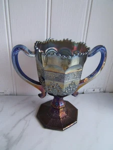 ANTIKER FENTON KOBALTBLAU KARNEVAL GLAS ORANGENBAUM - Bild 1 von 16