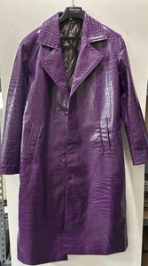 Purple Crocodile Leather Jared Leto Joker Maxi Trench Coat L Costume Cosplay - Picture 1 of 2