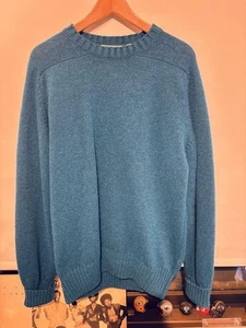 L.L.Bean Wool Long Sleeve Knit Sweater Men Size M Green Ribbed Fit 80s Ireland - Picture 1 of 7