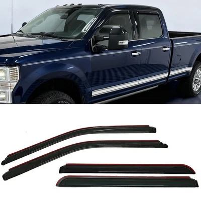 Set of IN-CHANNEL Window Visors Rain Guards Fit Ford F-250 Super Duty 2023 2024 - Image 1 of 4