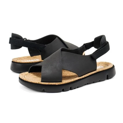 Women's Camper Oruga Black Leather Slingback Sandals, K200157-022 - Image 1 of 4