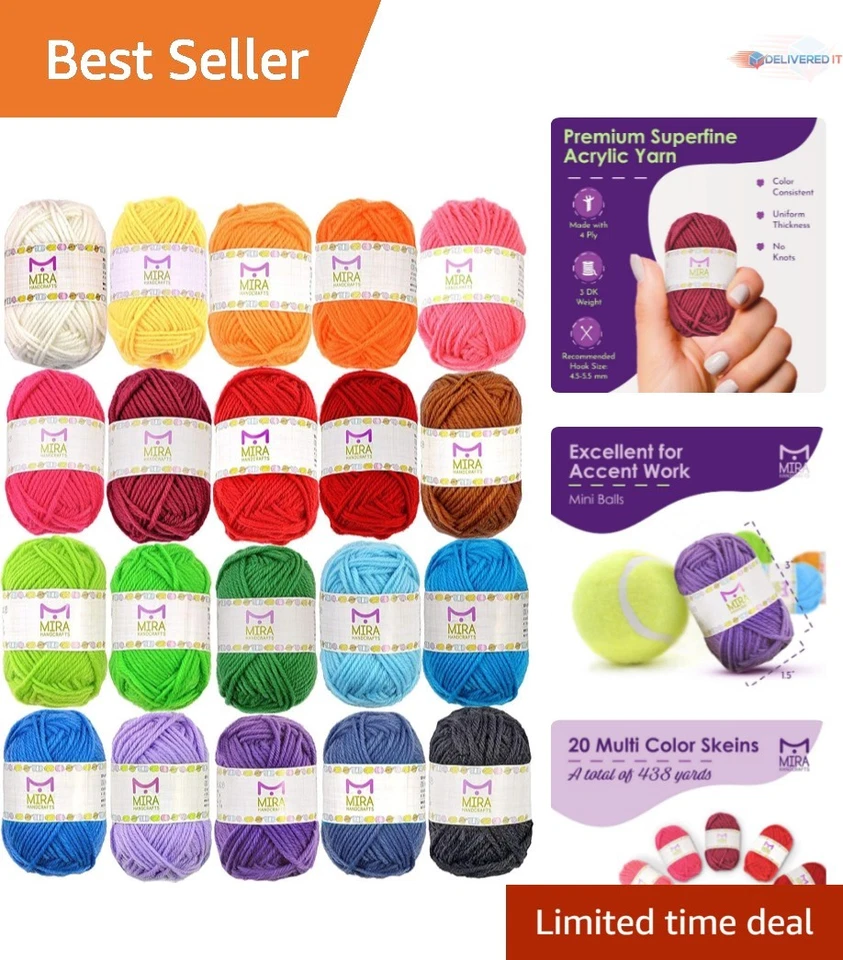 Mira Handcrafts 20 Acrylic Yarn Bonbons - 438 Yards Multicolor in Total Great 7