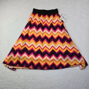 LuLaRoe Lola Midi Skirt Women's Size XXS Colorful Chevron Chiffon A-Line Lined - Picture 1 of 8