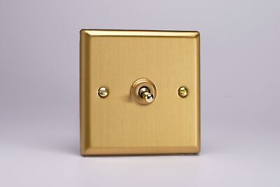 Varilight XBT1 Classic Brushed Brass 1 Gang 10A 1 Or 2 Way Toggle Light Switch • 8.65£