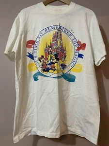 Vintage Walt Disney World 25th Anniversary T-Shirt Time To Remember Mickey Sz L - Picture 1 of 8
