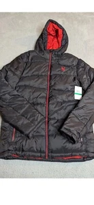 Spyder Nexus Puffer Jacket Mens Large Black Red Insulated Hooded Zip Ski NWT - Picture 1 of 12