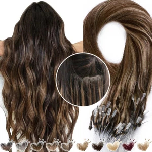 Micro Ring Loop Hair Extensions Micro Beads Link Remy Indian 100% Human Hair - Picture 1 of 31