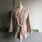 Women?S Red Herring Uk 12 Trench Coat Red & Cream Mix Floral Print Belted Peplum