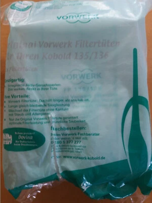 Original Vorwerk Kobold VK 135/136 Staubbeutel 6 St. NEU/OVP