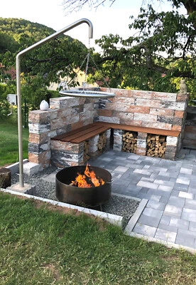 LIBATHERM Schwenkgrill Edelstahl Grillgalgen 70 cm Grillrost 70 cm 8 mm Stäbe Dreibein