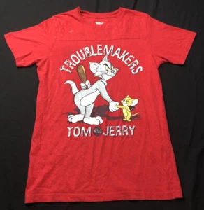Tom & Jerry Throwback Troublemakers Kids X-L Red Short Sleeve Crew Neck - Picture 1 of 9