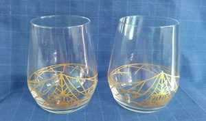 Pair Of Courvoisier Rolling Glasses Featuring Louvre - Picture 1 of 6