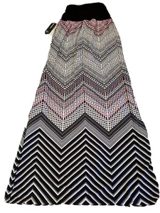 ND New Directions Skirt Womens Small Maxi Chevron Hippie Boho Dark Fairy Witchy - Picture 1 of 9