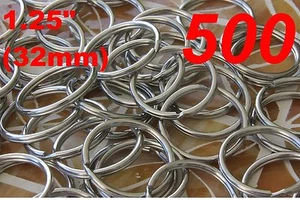 Stainless Steel Key Rings 1.25" (32mm) Split Ring, Wholesale LOT 500 - Picture 1 of 2