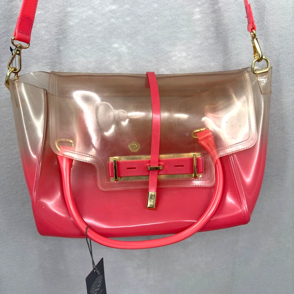 Bolso Bandolera Vince Camuto Ombre Jelly Rosa Asas Solapa Transparente Silencioso Y2k Años 90 Foto 1 de 4