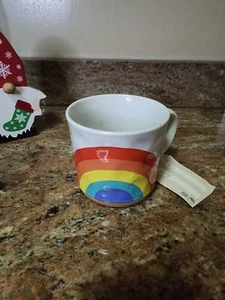 POTTER'S CORNER Keramiktasse REGENBOGEN und Sonne Handarbeit 16 Unzen Kaffeetasse - Bild 1 von 5