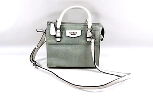 Bandolera extraíble Guess Monedero Verde Menta PVC Blanco Acento Doble Asas - Imagen 1 de 15