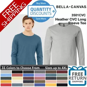 🔥 Bella + Canvas Men Heather Blend Cvc Long Sleeve T Shirt Up To 4XL 3501cvc - Picture 1 of 154