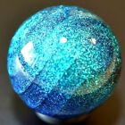 JAMES ALLOWAY GLASS MARBLE/1.247"-SAPPHIRE/TEAL DICHROIC STARDUST #459-WORLDWIDE
