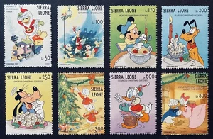 SIERRA LEONE DISNEY CHRISTMAS STAMPS SET 8V 1993 MNH TRAIN MICKEY DONALD GOOFY 1 - Picture 1 of 1