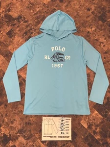 Polo Ralph Lauren RL Co. 1967 Graphic Hoodie Baby BLUE & White - Boys XL 18-20 - Picture 1 of 14