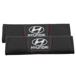 2pcs Black Leather Car Seat Belt Cover Shoulder Pads Cushion for Hyundai auto - Picture 1 of 6
