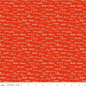 By The YARD ~ Christmas Text On Red Riley Blake $3.99 Ships ANY Amount Of Fabric - Picture 1 of 3