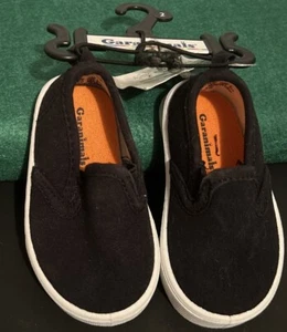 GARANIMALS Toddler’s Unisex BLACK CANVAS TENNIS SHOES Slip On Stretch SIZE 2 - Picture 1 of 5