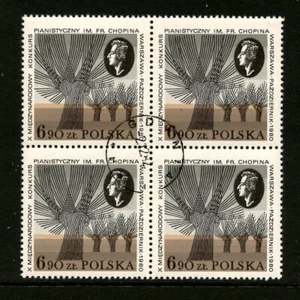 POLAND 2418, 1980 CHOPIN, CTO BLOCK OF 4, (POL1721) - Picture 1 of 1