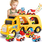Construction Truck Toys for 3 4 5 6 Year Old Boys, 5-In-1 Friction Power Toy for