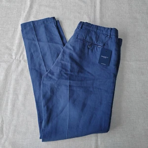 Hackett Kensington Slim Chinos Mens W34 L34 Linen Blend Trousers Navy Blazer - Picture 1 of 15