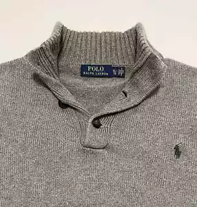 POLO RALPH LAUREN Henley Pullover Maglione Maglia Uomo XL Grigio Prezzo al pubblico consigliato $138 - Foto 1 di 4