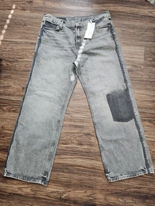 ZARA TRF Gray Hi-Rise Wide Leg Patchwork Jeans Women's Size 14 NWT - Picture 1 of 13